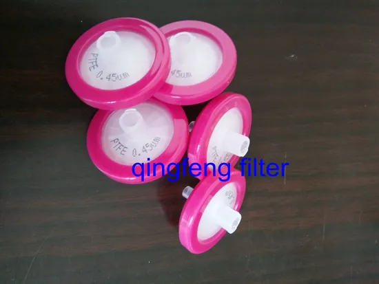 Hydrophobic PTFE PVDF Pes Ca Membrane Syringe Filter for Disposable Medical