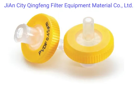 Nylon/Pes/PTFE/PVDF/Mce/PP Syringe Filter 0.45 Micron Filtration of Aqueous Biological Solutions Alcoholic Solutions